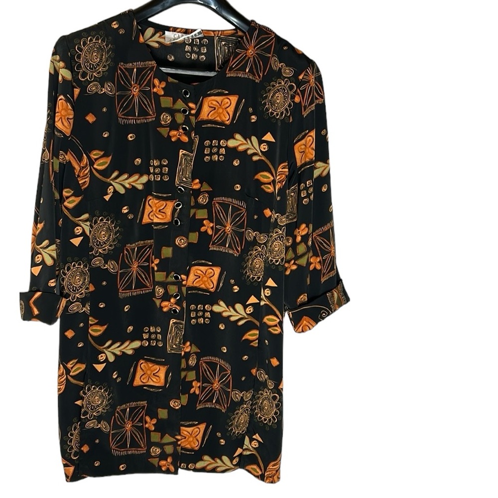 Vintage Career Elements women’s tunic‎ colorful button front bohemian 2X